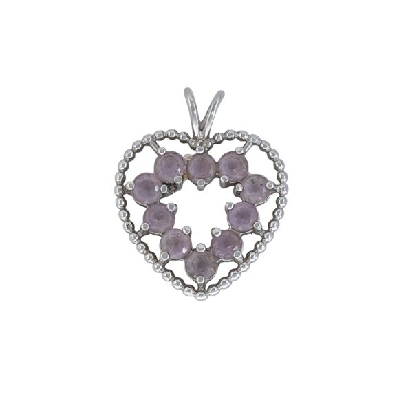 Vintage Ross Simons Sterling Silver 925 Tanzanite Heart Pendant - Picture 2 of 7